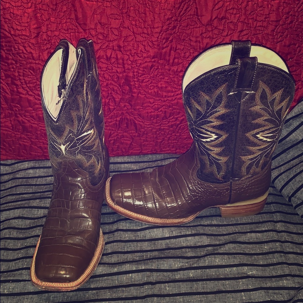 Leather alligator print boots!